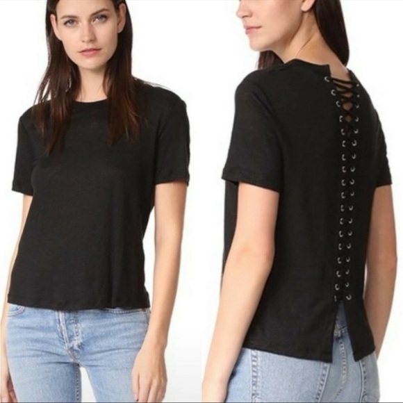 ALC Alber lace up black tee - Picture 1 of 6